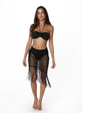 Fishnet Skirt with asymmetrical fringe bottom